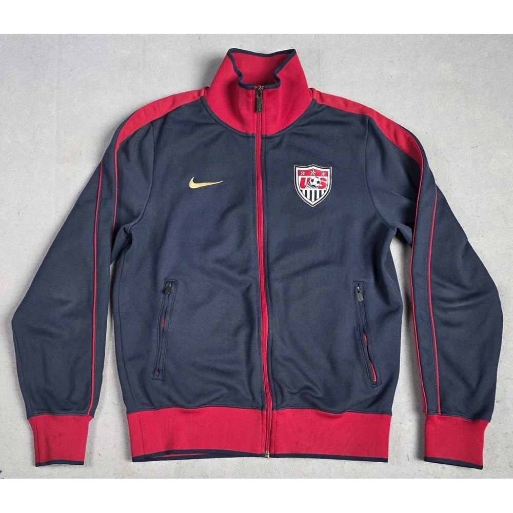 USMNT USA Soccer Nike Full Zip Track Jacket SMALL Blue Red Gold Training
